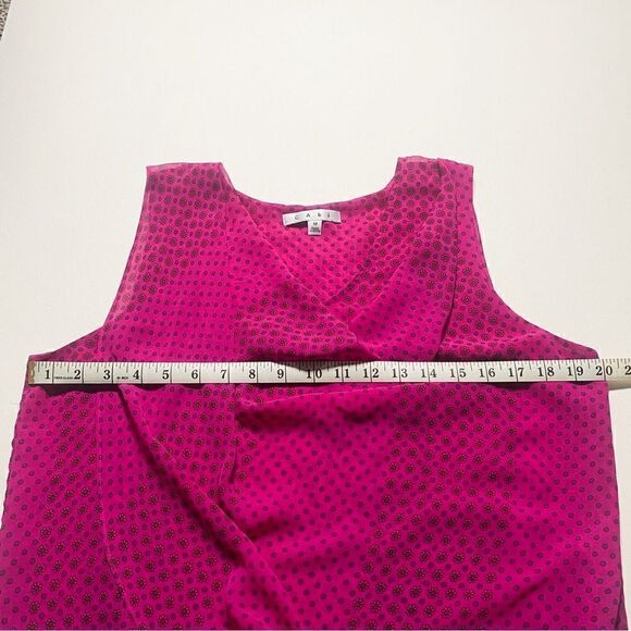 CAbi Women Pink Raspberry Floral Sleeveless Top Drape Neck Blouse Size M - Picture 7 of 8